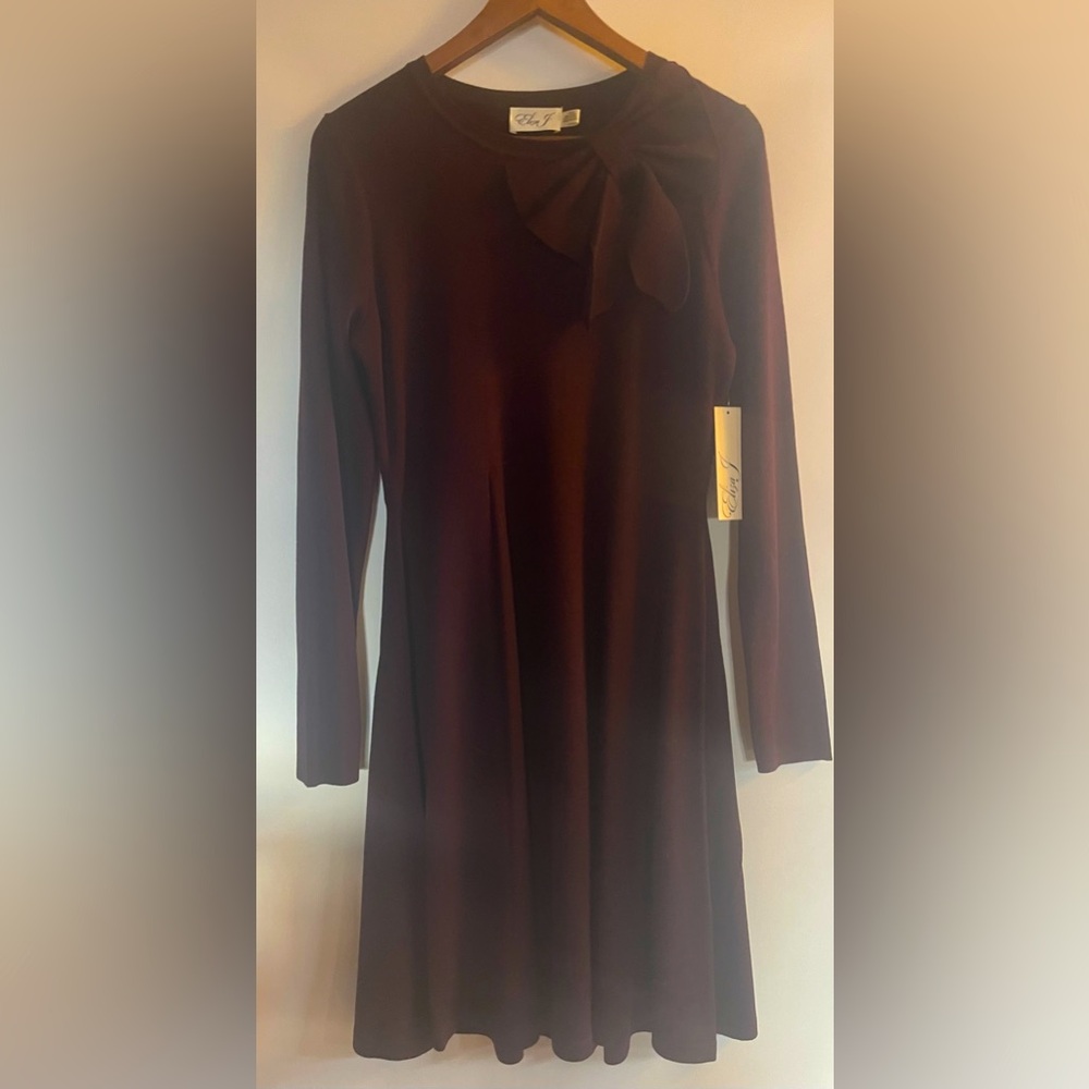 Eliza J fit and flare ribbed sweater dress, deep purple